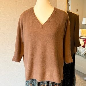 Halogen Women's V-Neck Sweater in Warm Brown